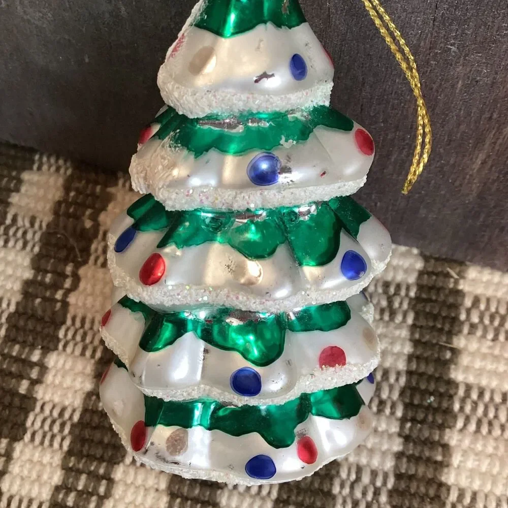 Vintage Made In Germany Mercury Blown Glass Christmas Tree Shaped Ornament